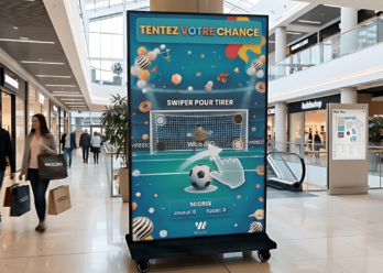 Animation en centre commercial avec borne de jeu interactive Weezio pour la Coupe du Monde