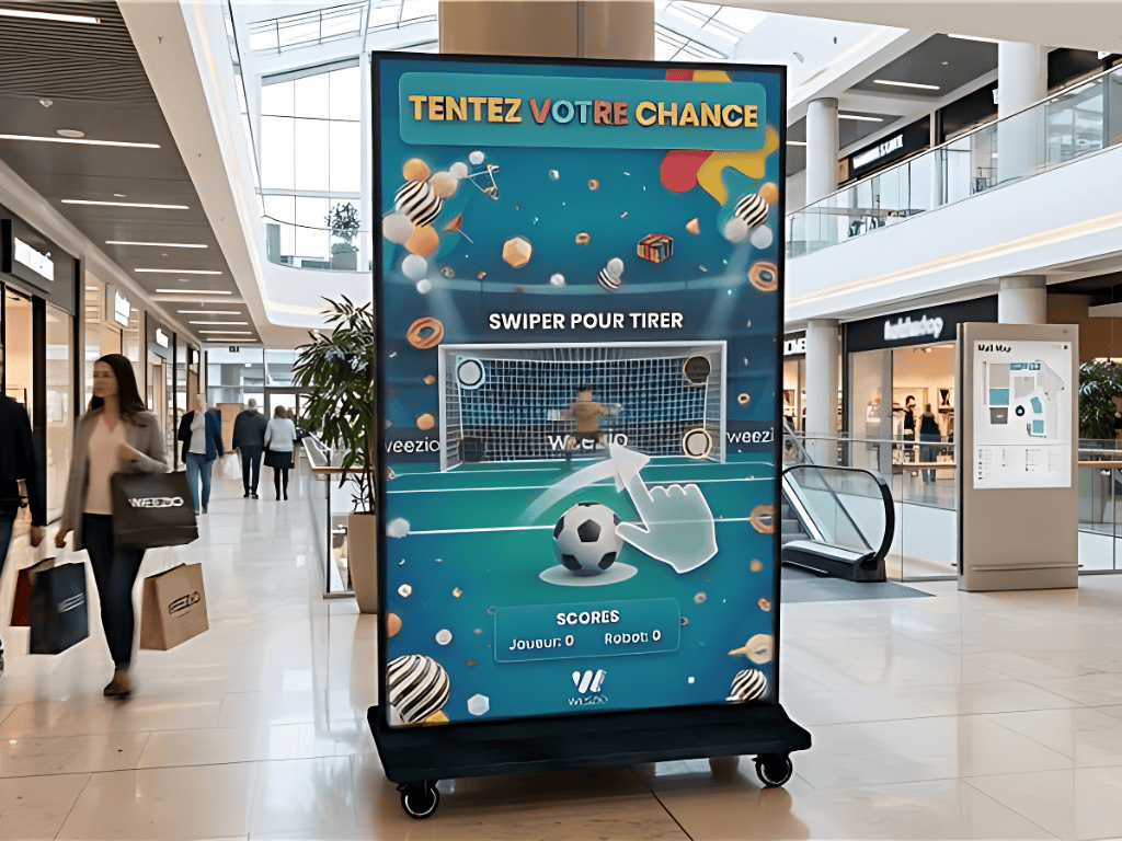 Borne de jeu interactive Screeny centre-commercial Animation en centre commercial avec borne de jeu interactive Weezio pour la Coupe du Monde